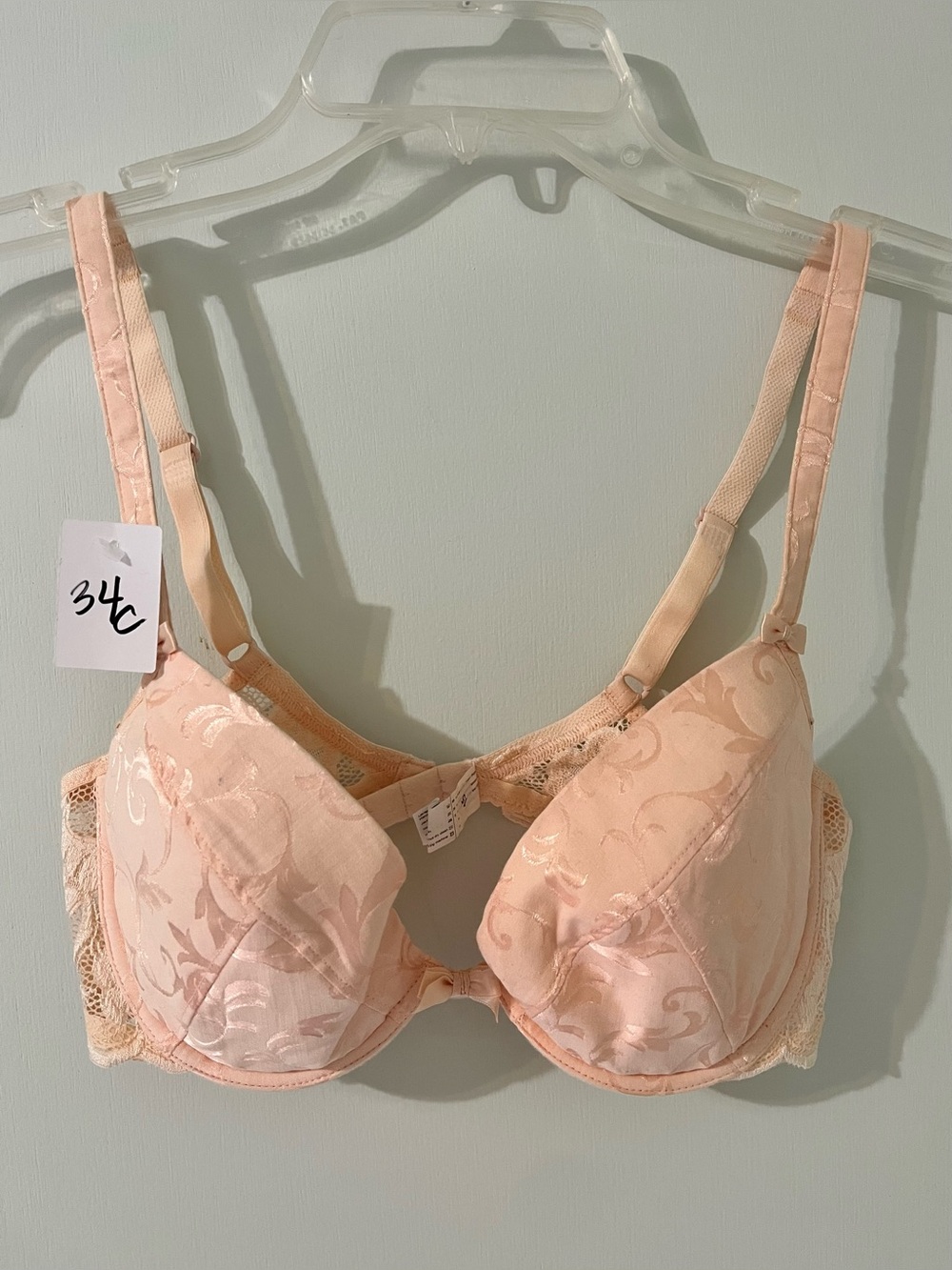 Simone Perele Peach Floral Lace Underwire Bra size 34C